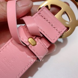 Gucci New Calf Retro Gg Buckle 30mm Belts For Women Pink
