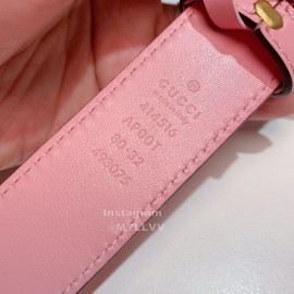 Gucci New Calf Retro Gg Buckle 30mm Belts For Women Pink