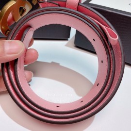 Gucci New Calf Retro Gg Buckle 30mm Belts For Women Pink