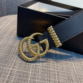 Gucci Fashion Black Calf Gg Thread Buckle Belt