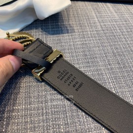 Gucci Fashion Black Calf Gg Thread Buckle Belt