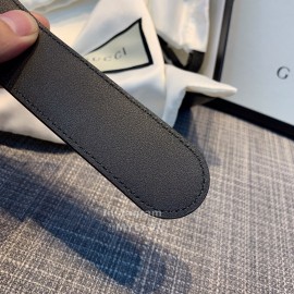 Gucci Fashion Black Calf Gg Thread Buckle Belt