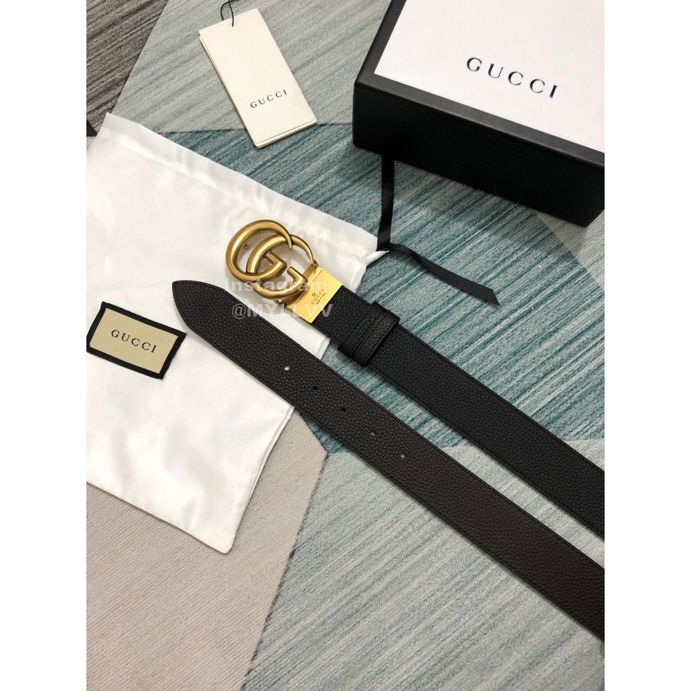 Gucci New Calf Gold Rotating Gg Buckle 37mm Belts 