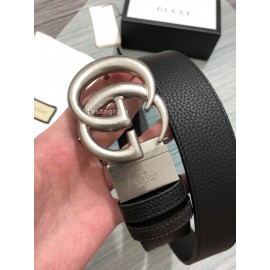 Gucci New Calf Silver Rotating Gg Buckle 37mm Belts 