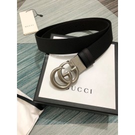 Gucci New Calf Silver Rotating Gg Buckle 37mm Belts 