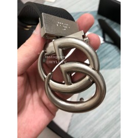 Gucci New Calf Silver Rotating Gg Buckle 37mm Belts 