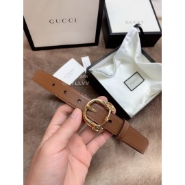 Gucci Fashion Leather Gold Buckle 25mm Belt For Women Brown