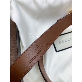 Gucci Fashion Leather Gold Buckle 25mm Belt For Women Brown