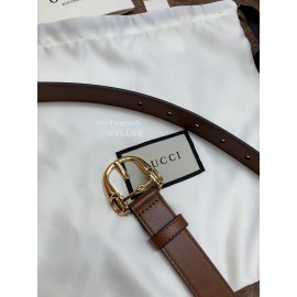 Gucci Fashion Leather Gold Buckle 25mm Belt For Women Brown