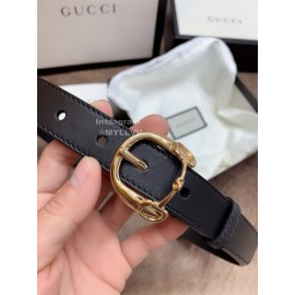 Gucci Fashion Leather Gold Buckle 25mm Belt For Women Black