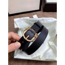 Gucci Fashion Leather Gold Buckle 25mm Belt For Women Black