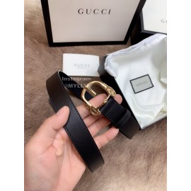 Gucci Fashion Leather Gold Buckle 25mm Belt For Women Black