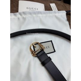 Gucci Fashion Leather Gold Buckle 25mm Belt For Women Black