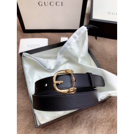 Gucci Fashion Leather Gold Buckle 25mm Belt For Women Black