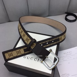 Gucci Printed Leather Silver Copper Buckle 40mm Belt