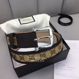 Gucci Printed Leather Silver Copper Buckle 40mm Belt
