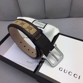 Gucci Printed Leather Silver Copper Buckle 40mm Belt