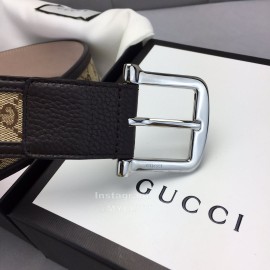 Gucci Printed Leather Silver Copper Buckle 40mm Belt