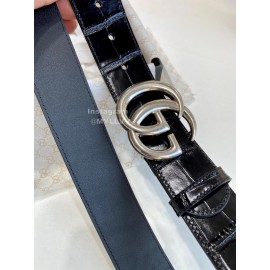 Gucci Alligator Leather Silver Pure Copper Electroplated Buckle 38mm Belt