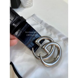 Gucci Alligator Leather Silver Pure Copper Electroplated Buckle 38mm Belt