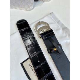 Gucci Alligator Leather Silver Pure Copper Electroplated Buckle 38mm Belt