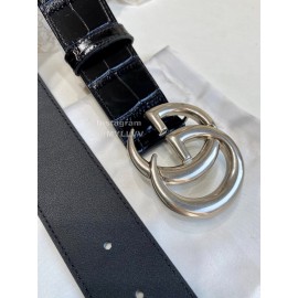 Gucci Alligator Leather Silver Pure Copper Electroplated Buckle 38mm Belt