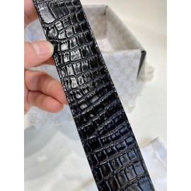 Gucci Alligator Leather Silver Pure Copper Electroplated Buckle 38mm Belt