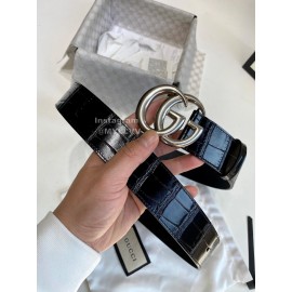 Gucci Alligator Leather Silver Pure Copper Electroplated Buckle 38mm Belt