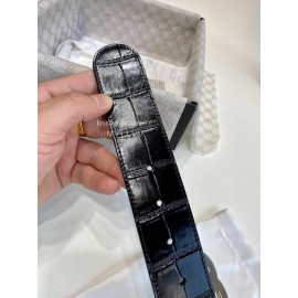 Gucci Alligator Leather Silver Pure Copper Electroplated Buckle 38mm Belt