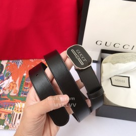 Gucci Black Leather 30mm Belts For Women