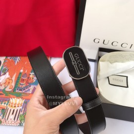 Gucci Black Leather 30mm Belts For Women