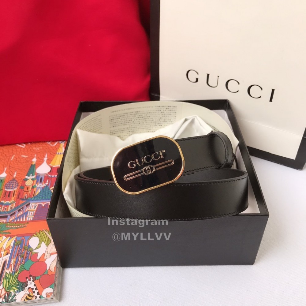 Gucci Fashion Black Leather 30mm Belts For Women