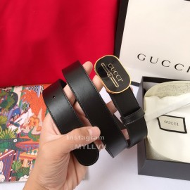 Gucci Fashion Black Leather 30mm Belts For Women