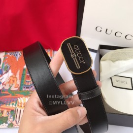 Gucci Fashion Black Leather 30mm Belts For Women