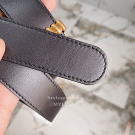 Gucci Fashion Leather Threaded Gg Buckle 30mm Belts Black