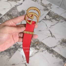 Gucci Fashion Leather Threaded Gg Buckle 30mm Belts Red
