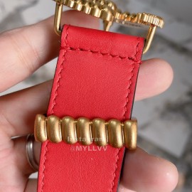 Gucci Fashion Leather Threaded Gg Buckle 30mm Belts Red