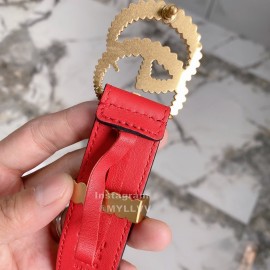 Gucci Fashion Leather Threaded Gg Buckle 30mm Belts Red