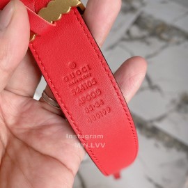 Gucci Fashion Leather Threaded Gg Buckle 30mm Belts Red
