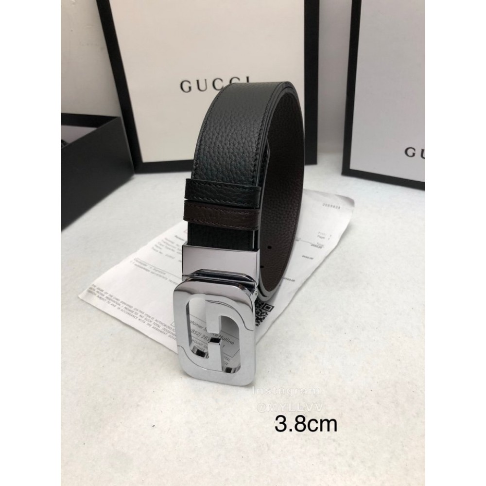 Gucci Calf Polished Rotating Silver Bright Buckle 38mm Belts
