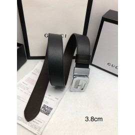 Gucci Calf Polished Rotating Silver Bright Buckle 38mm Belts