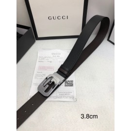 Gucci Calf Polished Rotating Silver Bright Buckle 38mm Belts