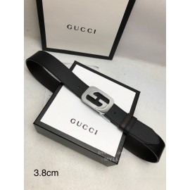 Gucci Calf Polished Rotating Silver Bright Buckle 38mm Belts