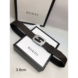 Gucci Calf Polished Rotating Silver Bright Buckle 38mm Belts