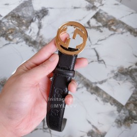 Gucci New Black Embossed Calf Gg Buckle Belts