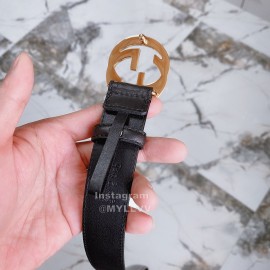 Gucci New Black Embossed Calf Gg Buckle Belts