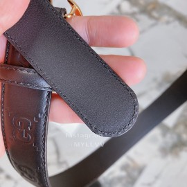 Gucci New Black Embossed Calf Gg Buckle Belts