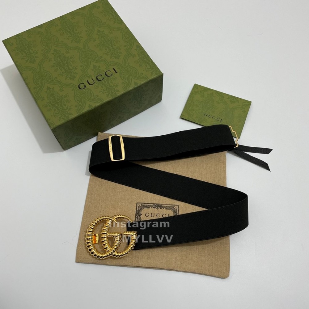 Gucci Thread Gg Buckle Elastic Black Webbing 40mm Belt Black