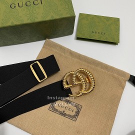 Gucci Thread Gg Buckle Elastic Black Webbing 40mm Belt Black