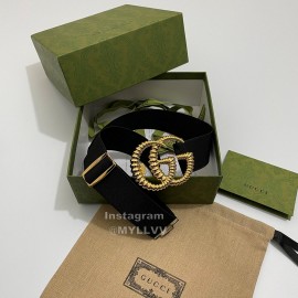 Gucci Thread Gg Buckle Elastic Black Webbing 40mm Belt Black